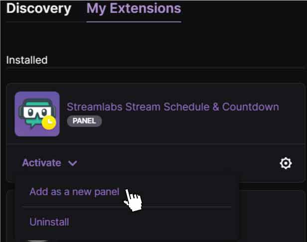 Activate Widget in My Extension