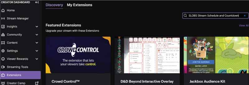 Twitch Extensions Panel