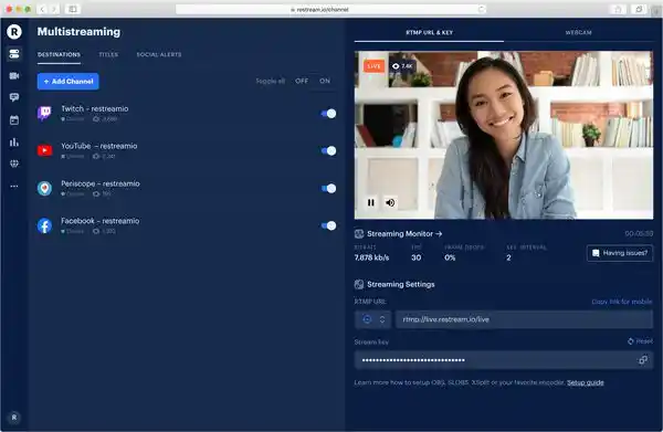 Restream.io Interface