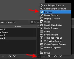image showing how to add a browser source in OBS