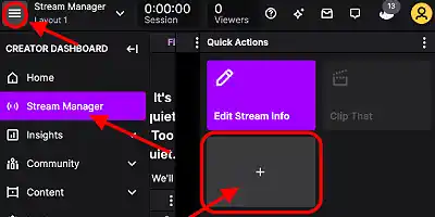 image showing plus icon to open the quick action menu