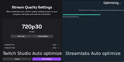 Streamlabs vs Twitch Studio Auto optimize