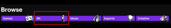What is IRL streaming How to access IRL Category on Twitch