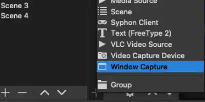 menu list of items highlighting window capture text