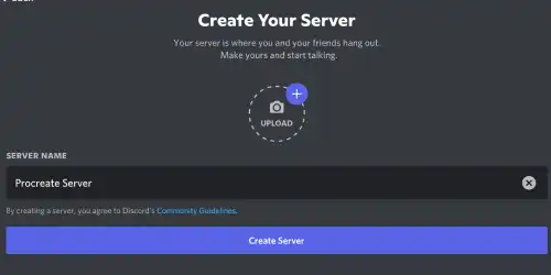 Dialog box to enter name of Discord server