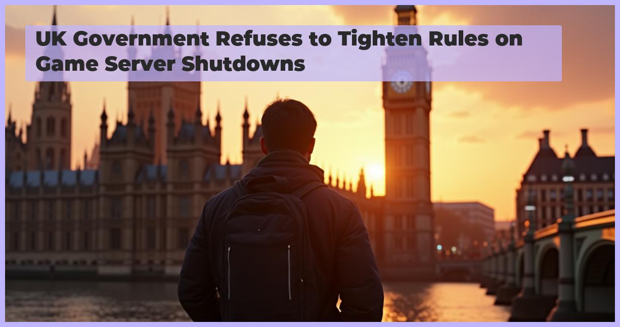 An image of A photorealistic image of a gamer standing in from of UK parliament and Big ben looking agitated, with a cityscape at sunset in the background, high-resolution, professional photography style, with realistic textures, reflections, and shadows.