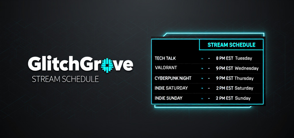 Example of a clear Twitch streaming schedule displayed on a profile banner, making it easy for viewers to see when you're live.