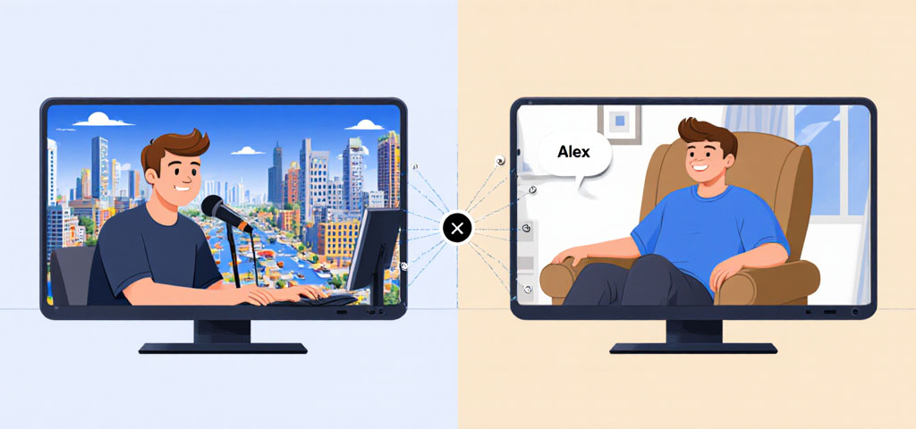 Viewer persona profile for 'Alex, the Chill Professional,' who wants to de-stress with a friendly streamer after work.