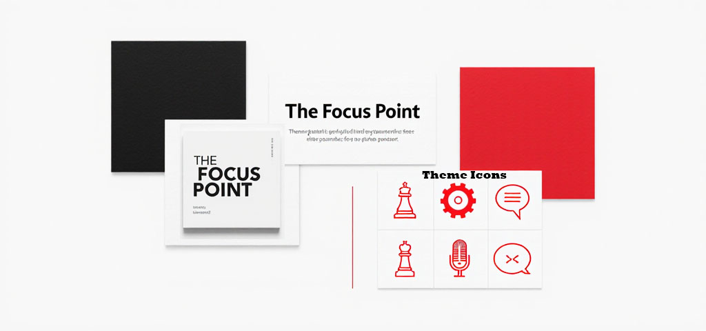 Brand kit for a clean, minimalist Twitch theme, using a black, white, and red color scheme and modern sans-serif fonts.